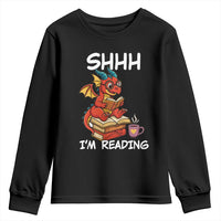 Shhh I Am Reading Youth Sweatshirt Funny Dragon Reading Book - Wonder Print Shop