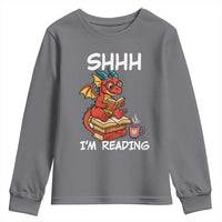Shhh I Am Reading Youth Sweatshirt Funny Dragon Reading Book - Wonder Print Shop