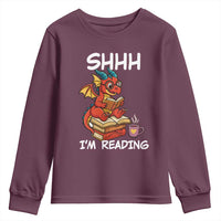 Shhh I Am Reading Youth Sweatshirt Funny Dragon Reading Book - Wonder Print Shop