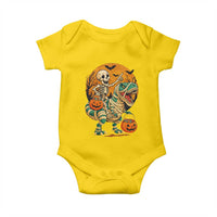 Funny Skeleton Riding Mummy Dinosaur Halloween Baby Onesie - Wonder Print Shop