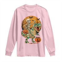 Funny Skeleton Riding Mummy Dinosaur Halloween Long Sleeve Shirt - Wonder Print Shop