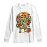 Funny Skeleton Riding Mummy Dinosaur Halloween Long Sleeve Shirt - Wonder Print Shop