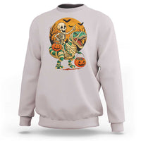 Funny Skeleton Riding Mummy Dinosaur Halloween Sweatshirt - Wonder Print Shop
