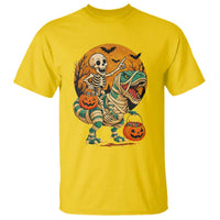 Funny Skeleton Riding Mummy Dinosaur Halloween T Shirt - Wonder Print Shop
