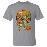 Funny Skeleton Riding Mummy Dinosaur Halloween T Shirt - Wonder Print Shop