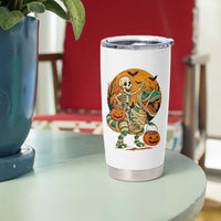 Funny Skeleton Riding Mummy Dinosaur Halloween Tumbler Cup