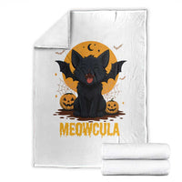 Black Cat Halloween Throw Blanket Meowcula Cute Smilling With Bat - Wonder Print Shop