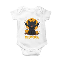 Black Cat Halloween Baby Onesie Meowcula Cute Smilling With Bat - Wonder Print Shop