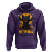 Black Cat Halloween Hoodie Meowcula Cute Smilling With Bat - Wonder Print Shop