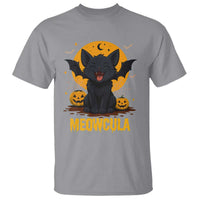 Black Cat Halloween T Shirt Meowcula Cute Smilling With Bat - Wonder Print Shop