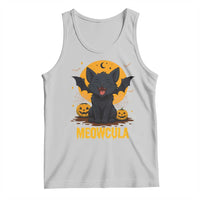 Black Cat Halloween Tank Top Meowcula Cute Smilling With Bat - Wonder Print Shop