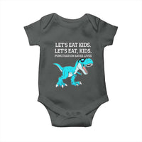 Lets Eat Kids Punctuation Saves Lives Baby Onesie Dinosaur Funny Grammar - Wonder Print Shop