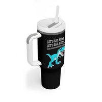 Lets Eat Kids Punctuation Saves Lives Tumbler With Handle Dinosaur Funny Grammar