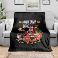 Funny Christmas Cat Throw Blanket Meowy Catmas Santa Sleigh Xmas - Wonder Print Shop