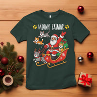 Funny Christmas Cat T Shirt Meowy Catmas Santa Sleigh Xmas - Wonder Print Shop