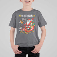 Funny Christmas Cat T Shirt For Kid Meowy Catmas Santa Sleigh Xmas - Wonder Print Shop