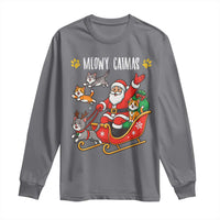 Funny Christmas Cat Long Sleeve Shirt Meowy Catmas Santa Sleigh Xmas - Wonder Print Shop