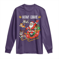 Funny Christmas Cat Long Sleeve Shirt Meowy Catmas Santa Sleigh Xmas - Wonder Print Shop