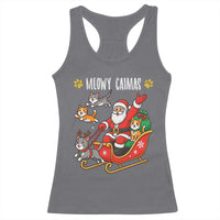Funny Christmas Cat Racerback Tank Top Meowy Catmas Santa Sleigh Xmas - Wonder Print Shop