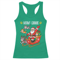 Funny Christmas Cat Racerback Tank Top Meowy Catmas Santa Sleigh Xmas - Wonder Print Shop