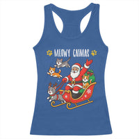 Funny Christmas Cat Racerback Tank Top Meowy Catmas Santa Sleigh Xmas - Wonder Print Shop