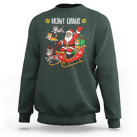 Funny Christmas Cat Sweatshirt Meowy Catmas Santa Sleigh Xmas - Wonder Print Shop