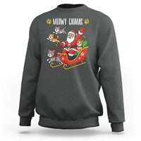 Funny Christmas Cat Sweatshirt Meowy Catmas Santa Sleigh Xmas - Wonder Print Shop