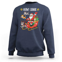 Funny Christmas Cat Sweatshirt Meowy Catmas Santa Sleigh Xmas - Wonder Print Shop