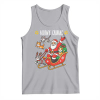 Funny Christmas Cat Tank Top Meowy Catmas Santa Sleigh Xmas - Wonder Print Shop