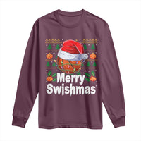 Basketball Christmas Long Sleeve Shirt Funny Merry Swishmas Sports - Wonder Print Shop