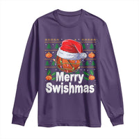 Basketball Christmas Long Sleeve Shirt Funny Merry Swishmas Sports - Wonder Print Shop