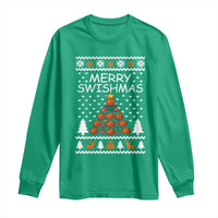 Basketball Merry Swishmas Long Sleeve Shirt Christmas Tree Sports - Wonder Print Shop