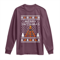 Basketball Merry Swishmas Long Sleeve Shirt Christmas Tree Sports - Wonder Print Shop