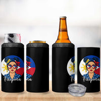 Philippines Girl 4 in 1 Can Cooler Tumbler Filipina Philippines Flag Filipino Pride