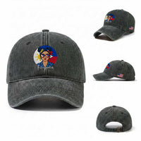 Philippines Girl Filipina Washed Cotton Baseball Cap Flag Filipino Pride