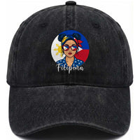 Philippines Girl Filipina Washed Cotton Baseball Cap Flag Filipino Pride