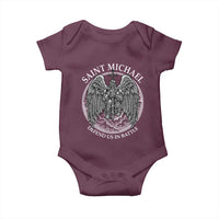 Saint Michael The Archangel Baby Onesie Defend Us In Battle Christian Faith - Wonder Print Shop