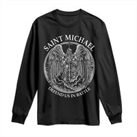 Saint Michael The Archangel Long Sleeve Shirt Defend Us In Battle Christian Faith - Wonder Print Shop