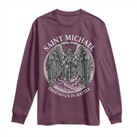 Saint Michael The Archangel Long Sleeve Shirt Defend Us In Battle Christian Faith - Wonder Print Shop