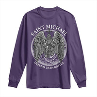Saint Michael The Archangel Long Sleeve Shirt Defend Us In Battle Christian Faith - Wonder Print Shop