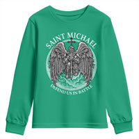 Saint Michael The Archangel Youth Sweatshirt Defend Us In Battle Christian Faith - Wonder Print Shop