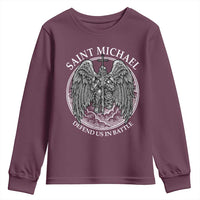 Saint Michael The Archangel Youth Sweatshirt Defend Us In Battle Christian Faith - Wonder Print Shop