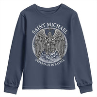 Saint Michael The Archangel Youth Sweatshirt Defend Us In Battle Christian Faith - Wonder Print Shop