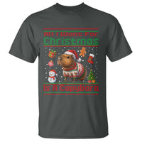 Funny Xmas T Shirt All I Want For Christmas Is A Capybara - Wonder Print Shop