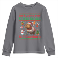 Funny Xmas Youth Sweatshirt All I Want For Christmas Is A Capybara - Wonder Print Shop