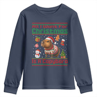 Funny Xmas Youth Sweatshirt All I Want For Christmas Is A Capybara - Wonder Print Shop