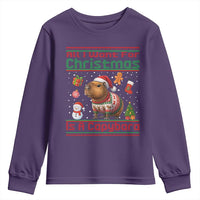Funny Xmas Youth Sweatshirt All I Want For Christmas Is A Capybara - Wonder Print Shop