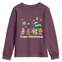 Christmas Capybara Youth Sweatshirt Funny Capy Xmas Gift Idea - Wonder Print Shop