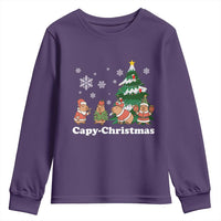 Christmas Capybara Youth Sweatshirt Funny Capy Xmas Gift Idea - Wonder Print Shop