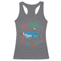 Christmas Shark Racerback Tank Top Funny Merry Sharkmas Xmas Gift - Wonder Print Shop